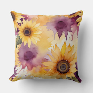 Coussin Fleurs de couleur aquarelle