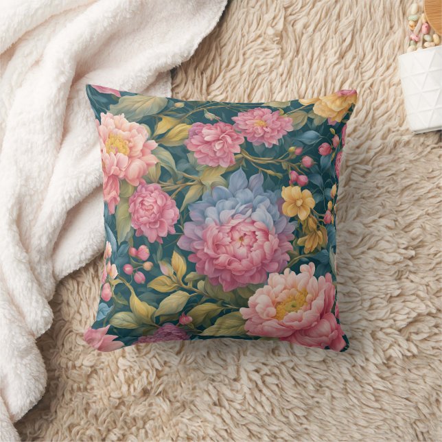 Coussin Fleurs de couleur vive florale (Couverture)