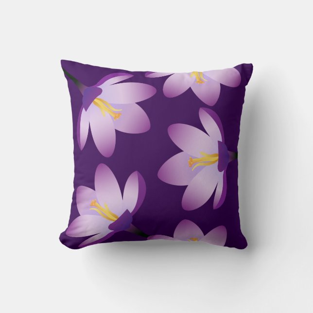 Coussin Fleurs de Crocus pourpres (Recto)