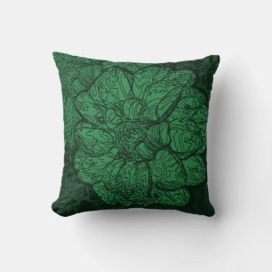 Coussin Fleurs de dahlia décoratives Emerald Green