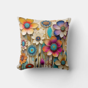 Coussin Fleurs de découpe de papier 3D Whimsical
