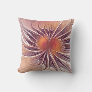 Coussin Fleurs de fantaisie fractale douces et tendres