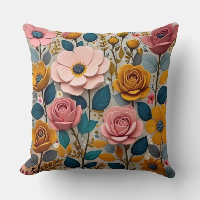 Coussin Fleurs de format 3D modernes (Recto)