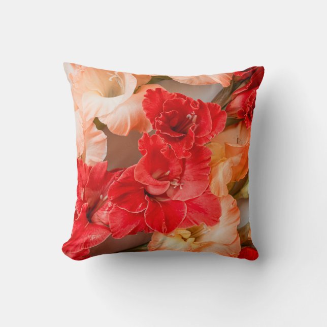 Coussin Fleurs de Glaïeul vibrantes (Recto)
