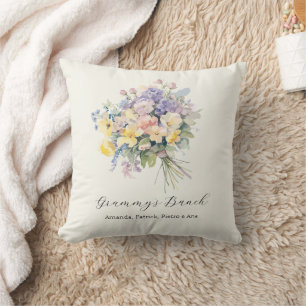 Coussin Fleurs de grand-mère personnalisées pour petits-en