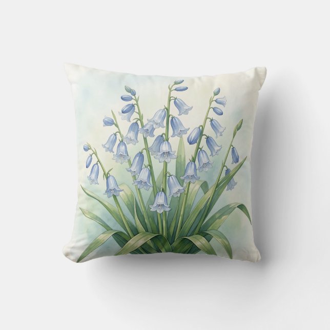 Coussin Fleurs de Jacinthe Botanique Aquarelle (Recto)