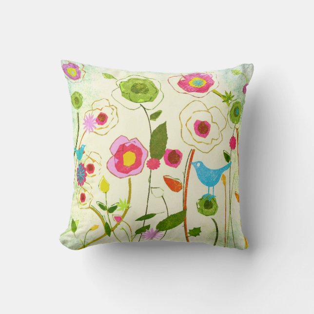 Coussin Fleurs de jardin d'aquarelle (Recto)