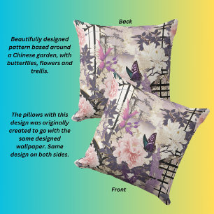 Coussin Fleurs de jardin et papillon