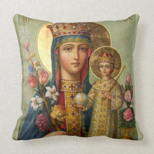 Coussin Fleurs de Jésus-Christ de Vierge Marie de la Reine
