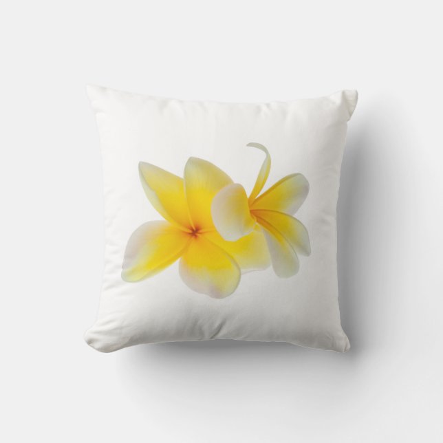 Coussin Fleurs de la plumeria Frangipani jaune blanc hawaï (Recto)
