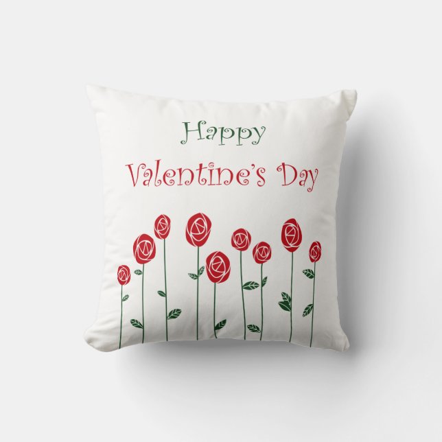 Coussin Fleurs de la Saint-Valentin Roses Autruche Amour R (Recto)