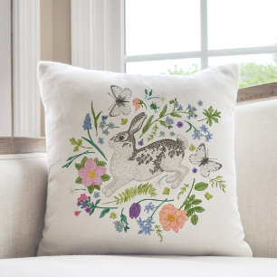 Coussin Fleurs de lapin et de printemps