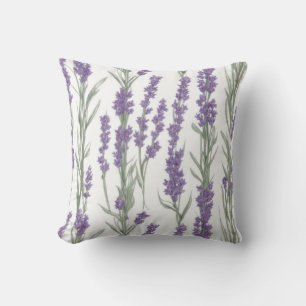 Coussin Fleurs de lavande à l'aquarelle