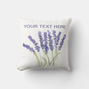 Coussin Fleurs de lavande herbes d'aquarelle violet chic t