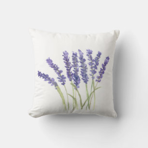 Coussin Fleurs de lavande herbes d'aquarelle violet violet