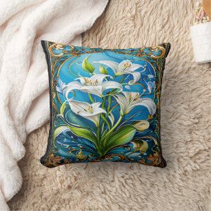 Coussin Fleurs de Lily dans le design floral orné