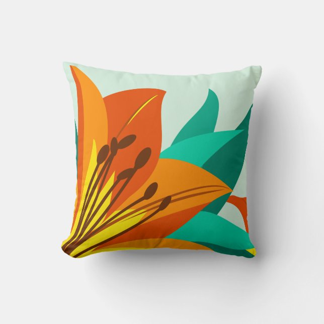 Coussin Fleurs de Lis Tigre Orange (Recto)