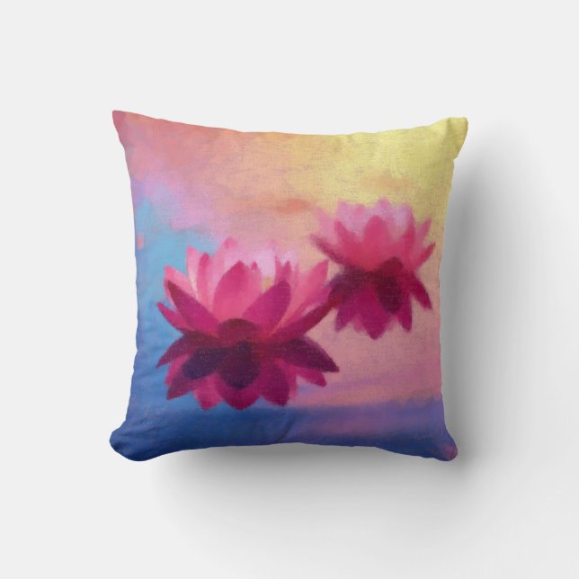 Coussin Fleurs de Lotus Abstraites colorées (Recto)