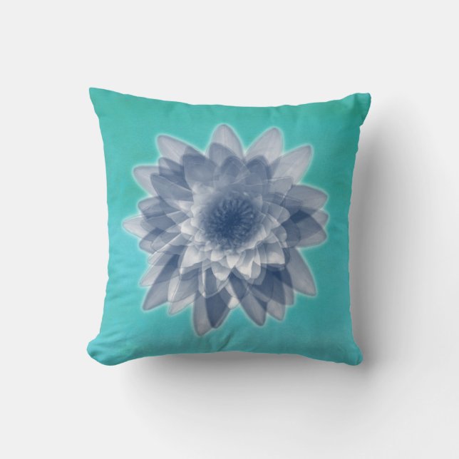 Coussin Fleurs de Lotus en bleu (Recto)