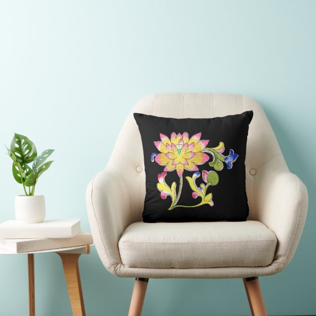 Coussin Fleurs de lotus et vigne (Chaise)