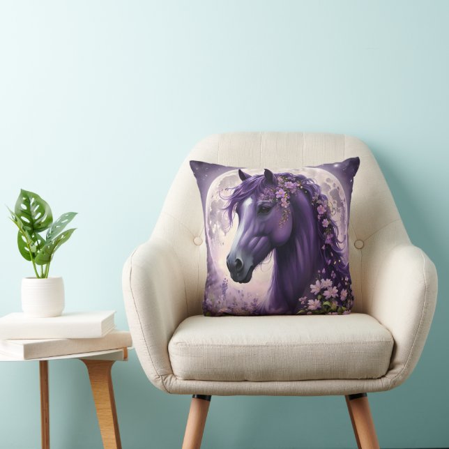 Coussin Fleurs de lune de cheval pourpres, Imaginaire (Chaise)