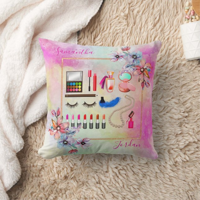 Coussin Fleurs de Maquillage Adolescente Rose Féminin Pers (Couverture)
