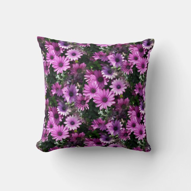 Coussin Fleurs de marguerite africaine violet Motif de la  (Recto)