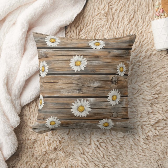 Coussin Fleurs de marguerite en faux bois (Couverture)