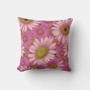 Coussin Fleurs de marguerite rose
