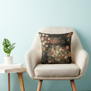Coussin Fleurs de nature morte, floral baroque vintage