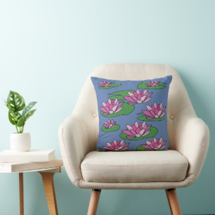 Coussin Fleurs de nénuphar roses