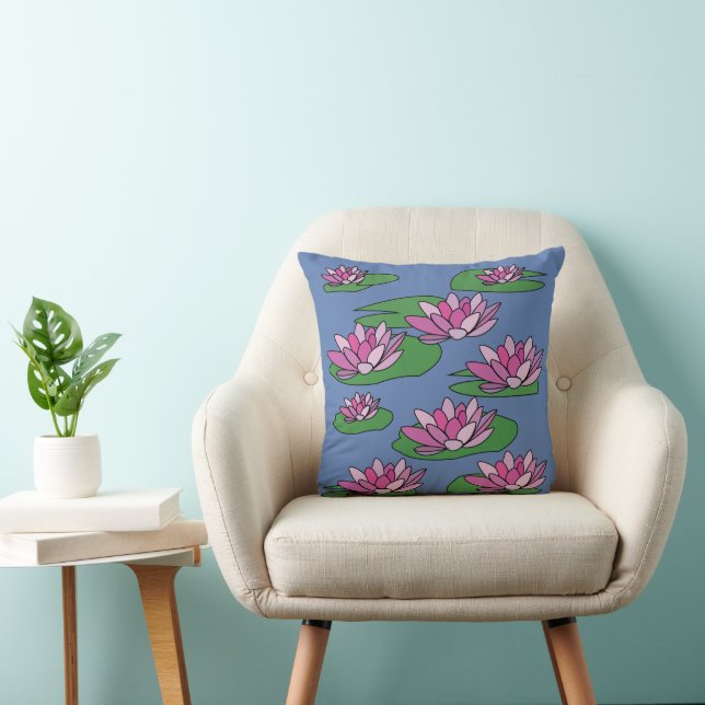 Coussin Fleurs de nénuphar roses (Chaise)