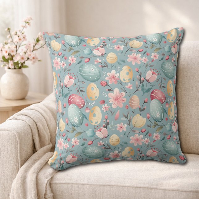 Coussin Fleurs de Pâques pastel décoratives (Créateur téléchargé)