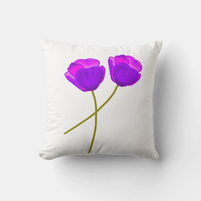 Coussin Fleurs de pavot pourpres (Recto)