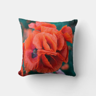 Coussin Fleurs de pavot rouge Colorful Floral Abstrait Noi