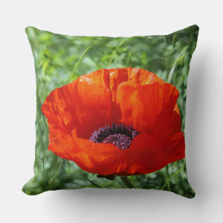 Coussin Fleurs de pavot rouges Floral abstrait rouge color