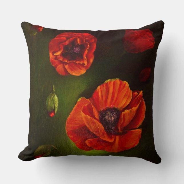 Coussin Fleurs de pavots (Recto)