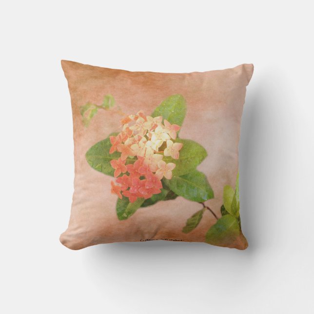 Coussin Fleurs de Pêcher Art Numérique (Recto)
