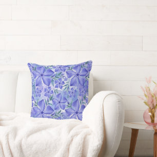 Coussin Fleurs de Pervenche Bleu Violet Fleurs de Vinca
