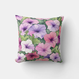 Coussin Fleurs de pétunia aquarelle