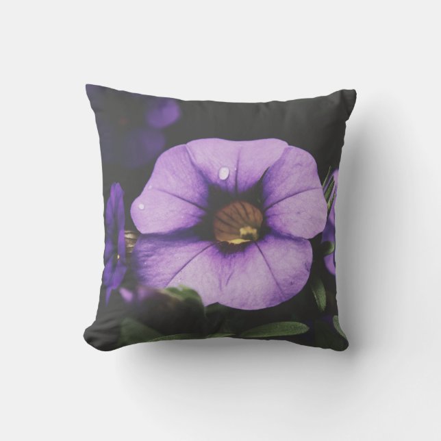 Coussin Fleurs de Pétunia Lavande Violette (Recto)