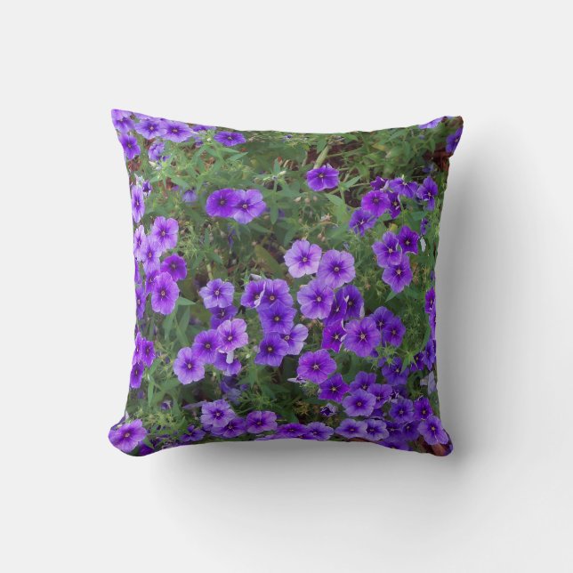 Coussin Fleurs de Phlox violet sur (Recto)