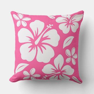 Coussin Fleurs de plage rose tropicale