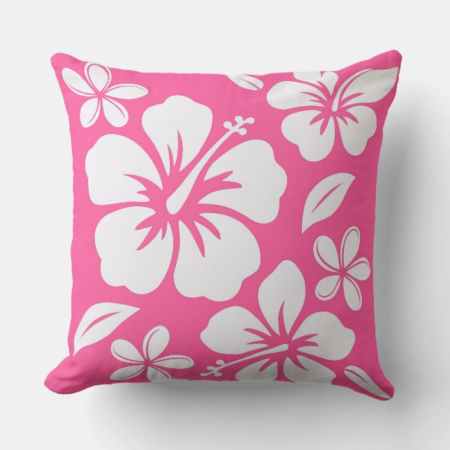 Coussin Fleurs de plage rose tropicale (Recto)