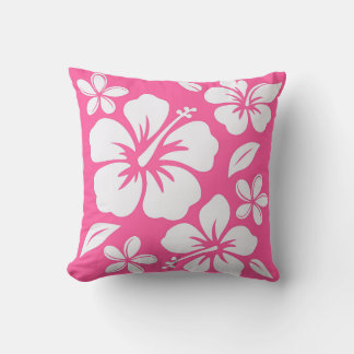 Coussin Fleurs de plage rose tropicale