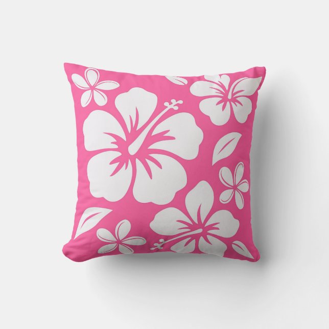 Coussin Fleurs de plage rose tropicale (Recto)