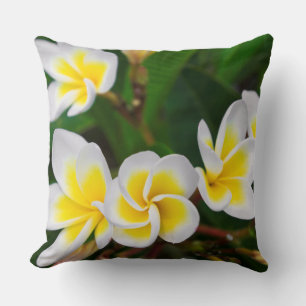 Coussin Fleurs de plumeria en gros plan, Hawaï