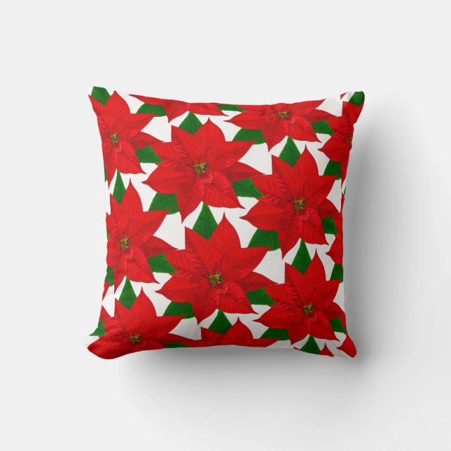 Coussin Fleurs de Poinsettia sur fond blanc (Recto)