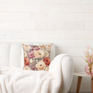 Coussin Fleurs de printemps à la crème bourguignonne