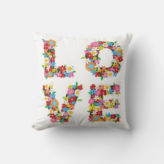 Coussin Fleurs de printemps fantastiques AIMER Alphabets d (Recto)